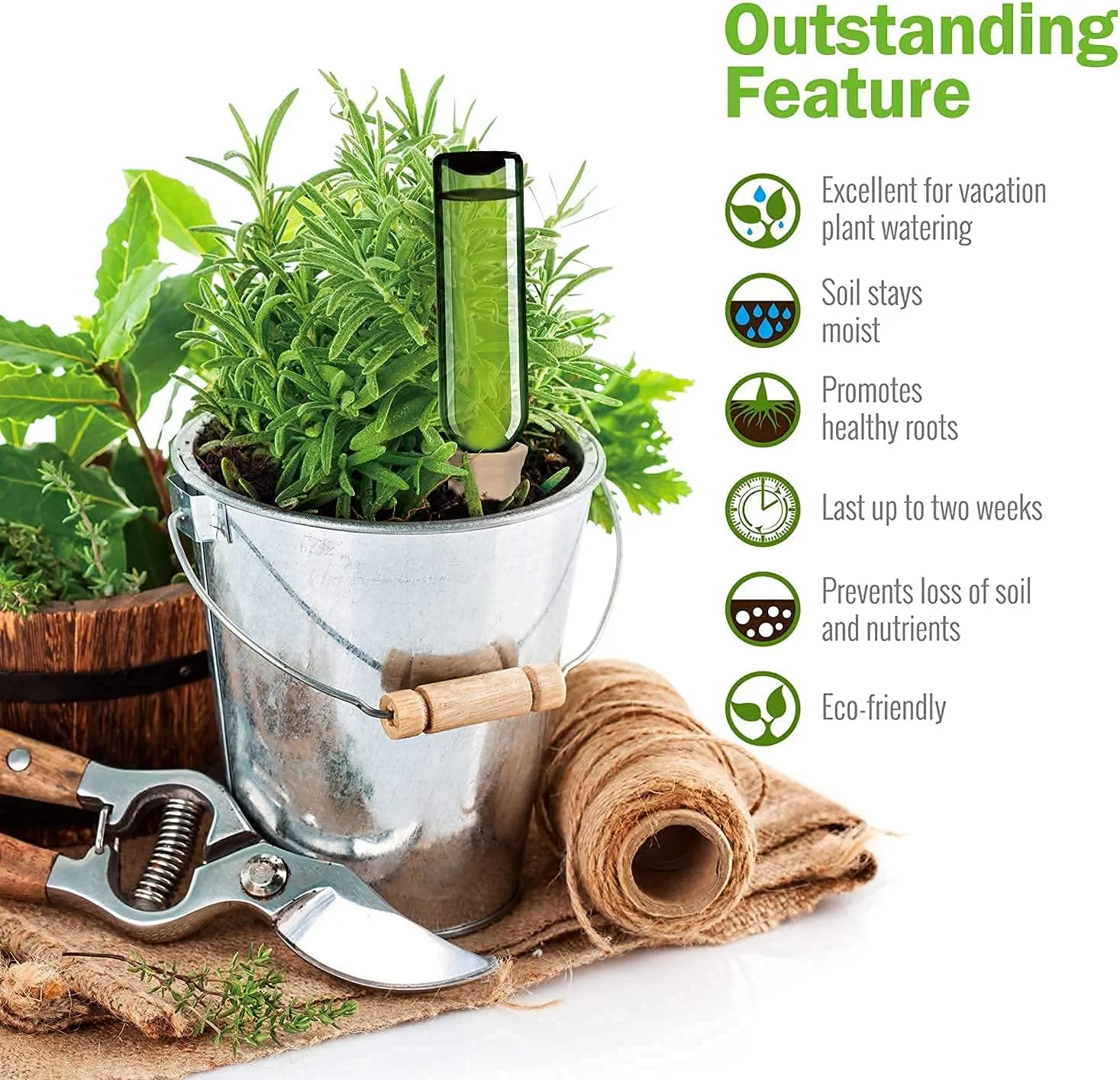 Slow Seep White Terracotta Vacation Plant Waterer 8 Pack Self Watering Stakes for Outdoor and Home Plants