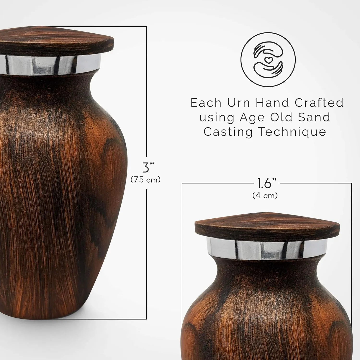Small Wood Grain Keepsake Urn for Human Ashes - Mini Memorial Cremation Urn - Elegant Little Urns for Ashes - Keepsake Urns for Human Ashes - Perfect Tribute for Loved Ones (Red Cherry, 1)
