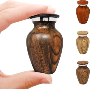 Small Wood Grain Keepsake Urn for Human Ashes - Mini Memorial Cremation Urn - Elegant Little Urns for Ashes - Keepsake Urns for Human Ashes - Perfect Tribute for Loved Ones (Red Cherry, 1)