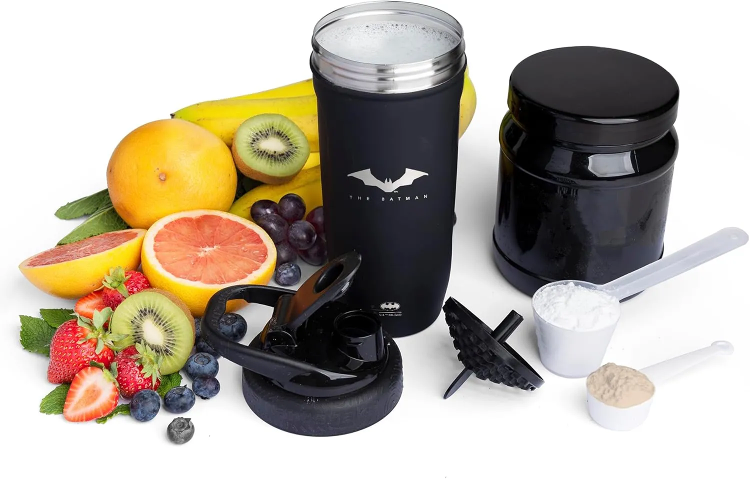 Smartshake Justice League Reforce Batman Shaker Bottle 900ml, DC Comics Stainless Steel Water Bottle, Batman Gifts for Men