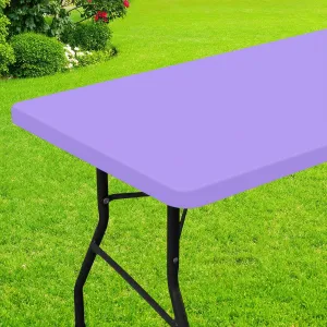 Smiry Rectangle Picnic Table Cloth, Waterproof Elastic Fitted Tablecloths for 6 Foot Tables, Washable Polyester Table Cover for Camping, Indoor and Outdoor (Lavender, 30"x72")