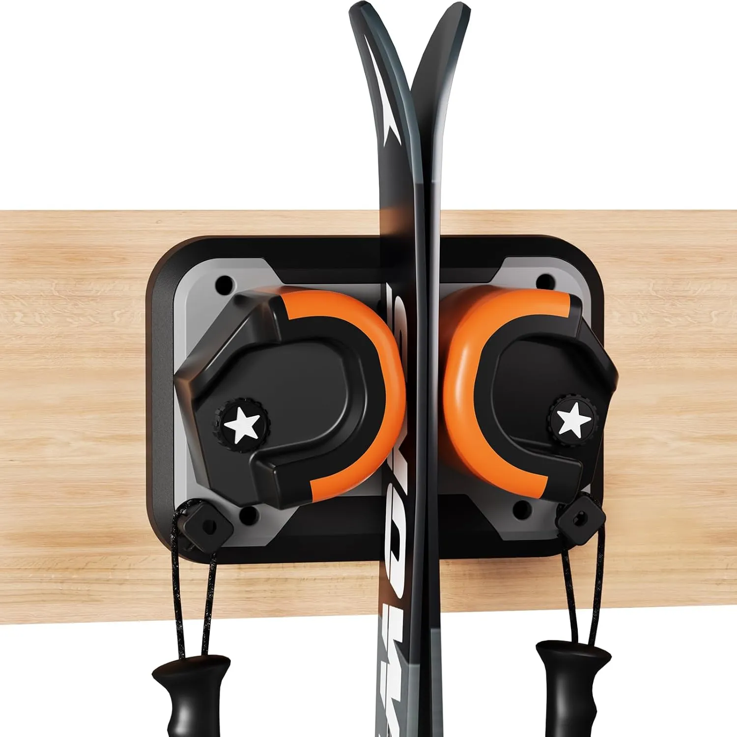 Snowboard, Ski, and Skateboard Wall Mount Rack – Multi-Purpose Garage Wall Storage Holder | Space-Saving Clamp Organizer for Skate Decks, Hockey Sticks, Ski Poles, Shovels, and More