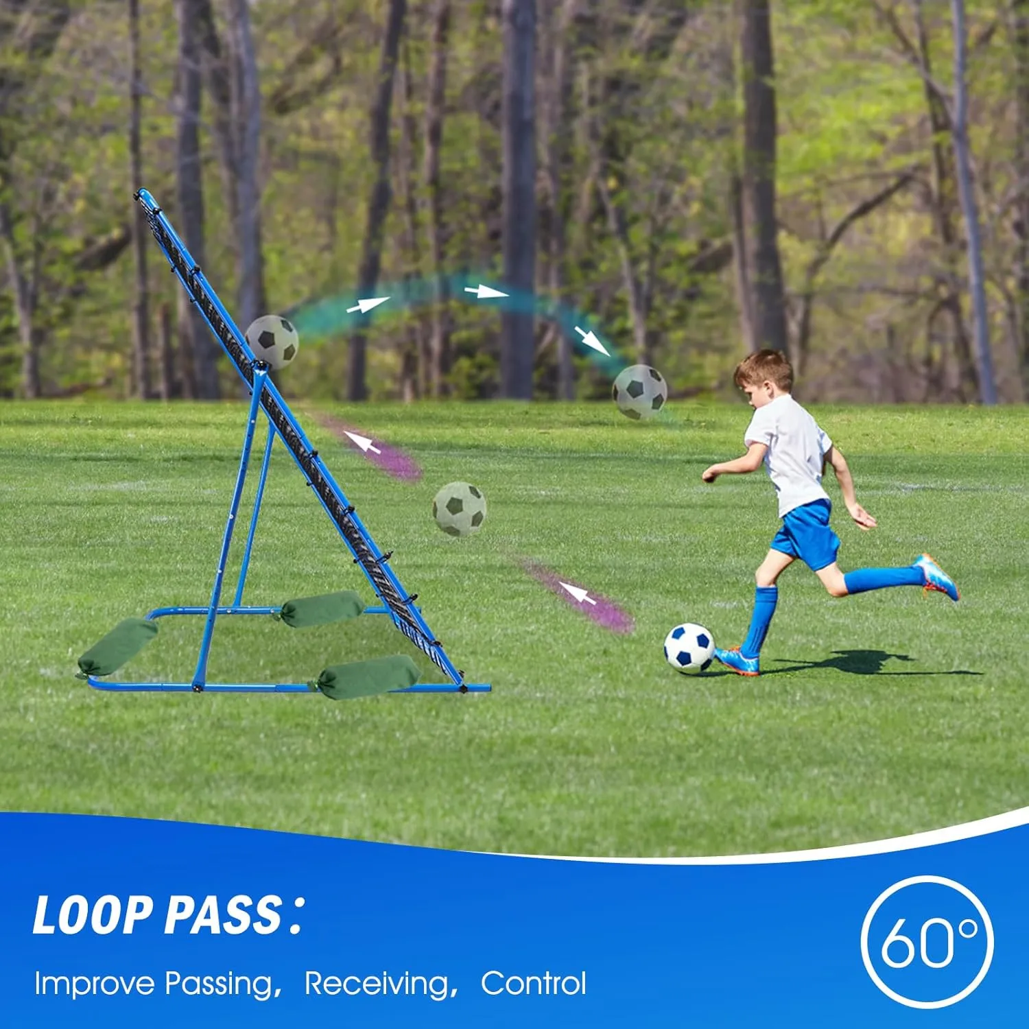 Soccer Rebounder Net, Quick-Switch Angle Soccer Training for Control, Passing Practice, Easy Setup Rebounder Gifts Aids & Equipment for Kids,Teens & Adults