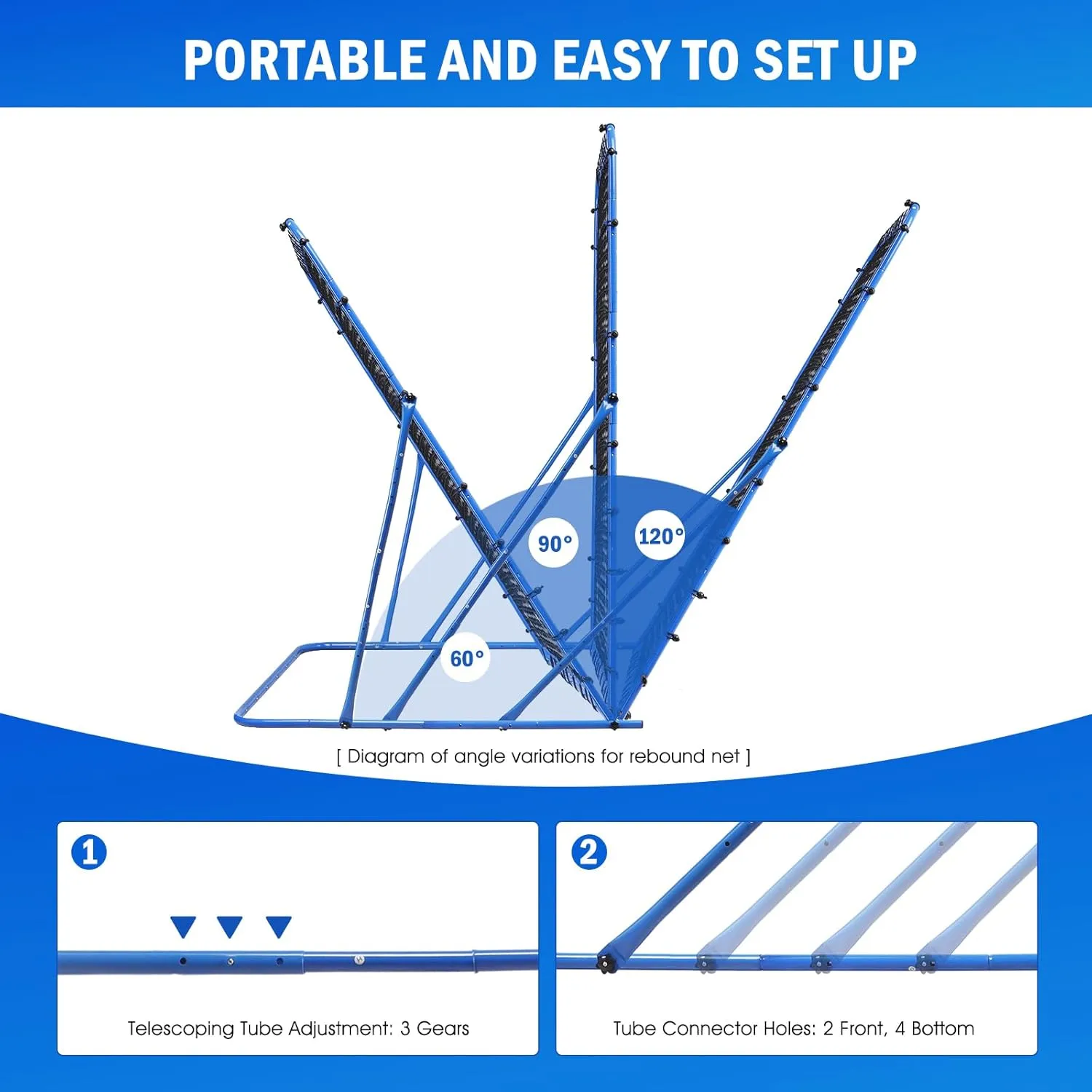 Soccer Rebounder Net, Quick-Switch Angle Soccer Training for Control, Passing Practice, Easy Setup Rebounder Gifts Aids & Equipment for Kids,Teens & Adults