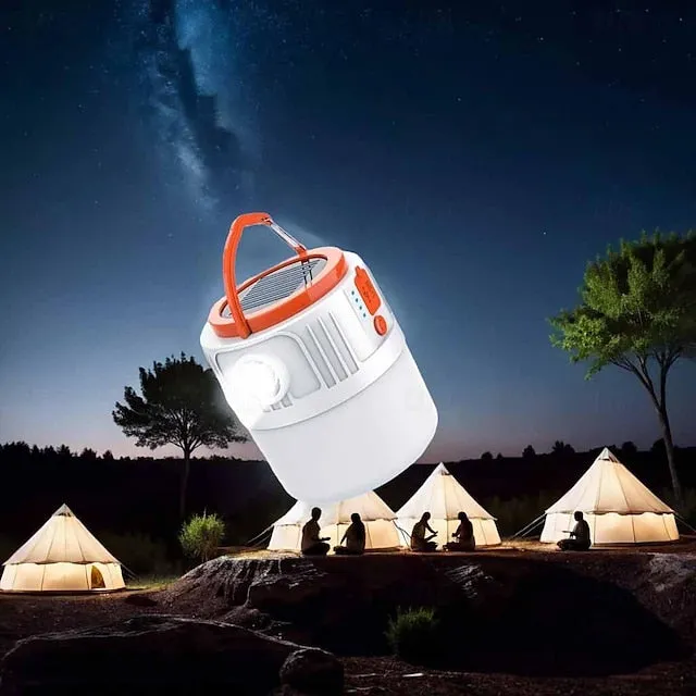 Solar Camping Lights, Rechargeable Dimmable Camping Lantern Touch Control, LED Tent Light Ultra Bright for Camping, Hurricane Emergency Kits