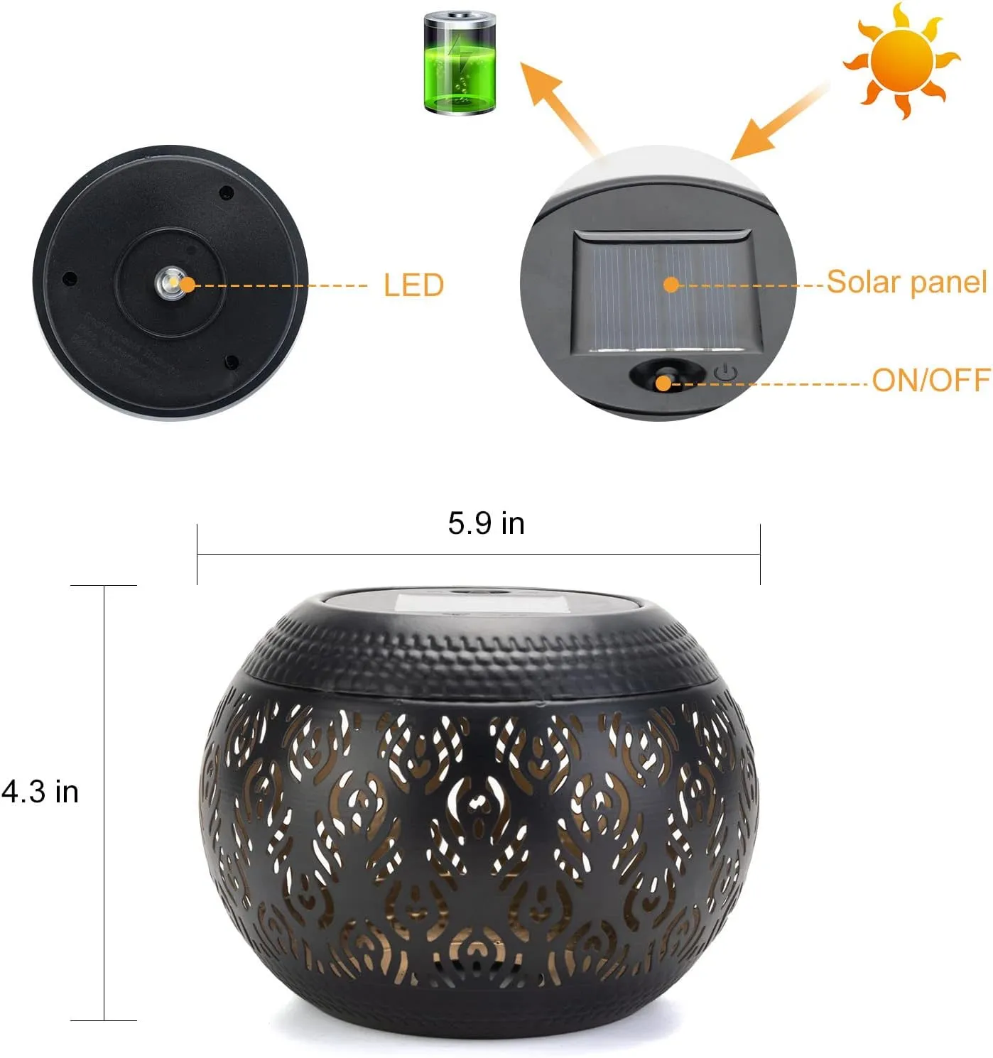 Solar Lanterns Waterproof Outdoor Decor: 2 Pack Hollow Out Retro Metal Solar Lights, Unique Gardening Gifts for Women Mom, Outside Garden Yard Porch Lawn Indoor Tabletop Decorations
