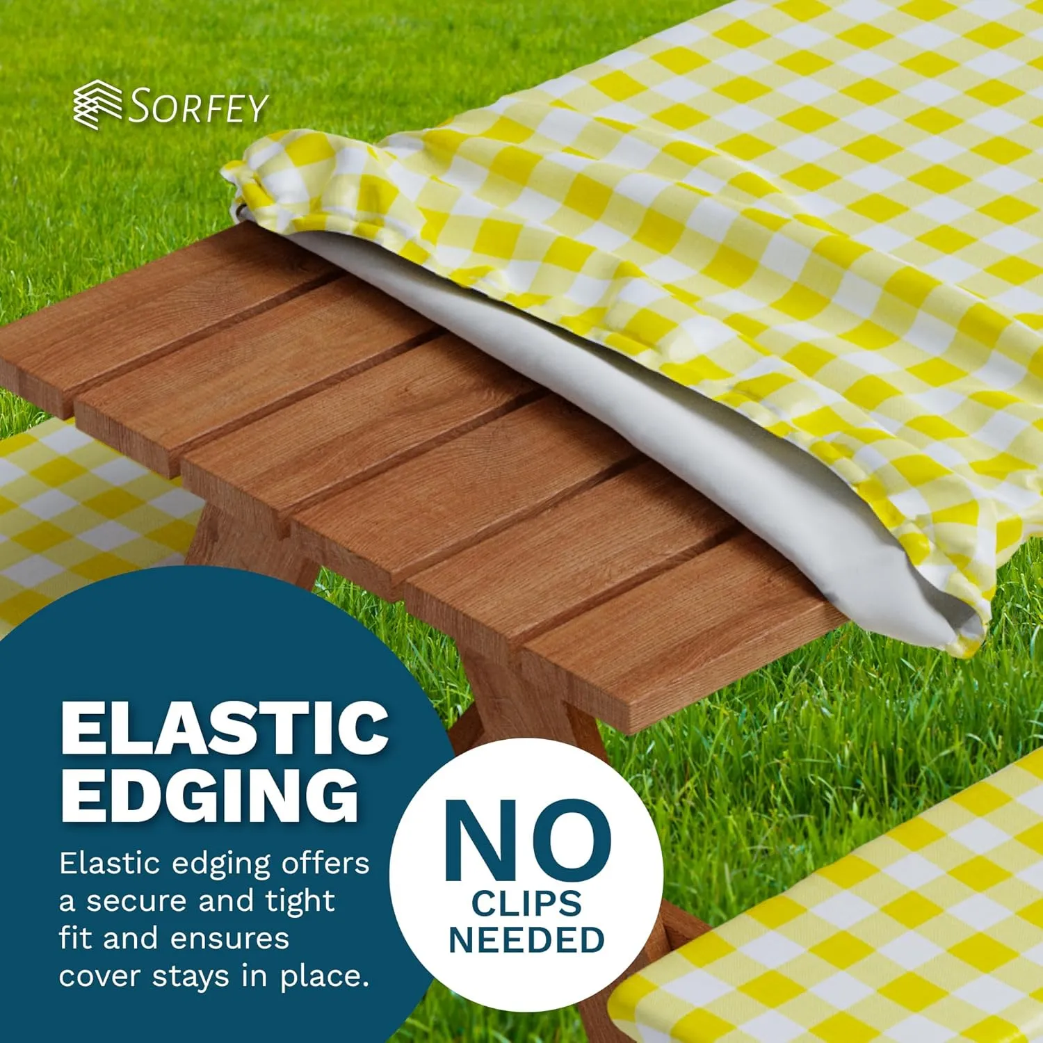 Sorfey Picnic Table Cover with Bench Covers -Fitted with Elastic, Vinyl with Flannel Back, Fits for Table 30"x 72" Rectangle,Water Proof, Solid Burgundy Design