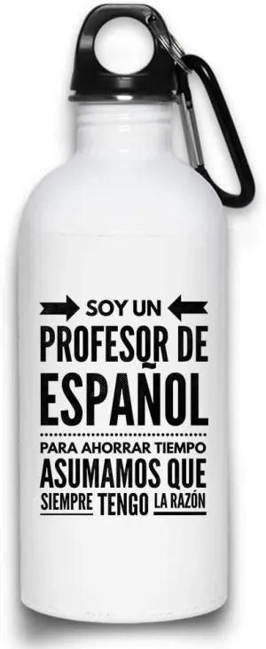 Soy Un Profesor De Espa?ol funny Spanish Teacher Water Bottle with with Screw top Lid | White Stainless Steel 20 Oz