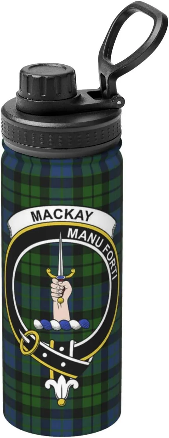 Sports Water Bottle Vacuum Insulated, Mackay Modern Tartan Clan Badge Stainless Steel Double wall for Gym Travel 18 Oz