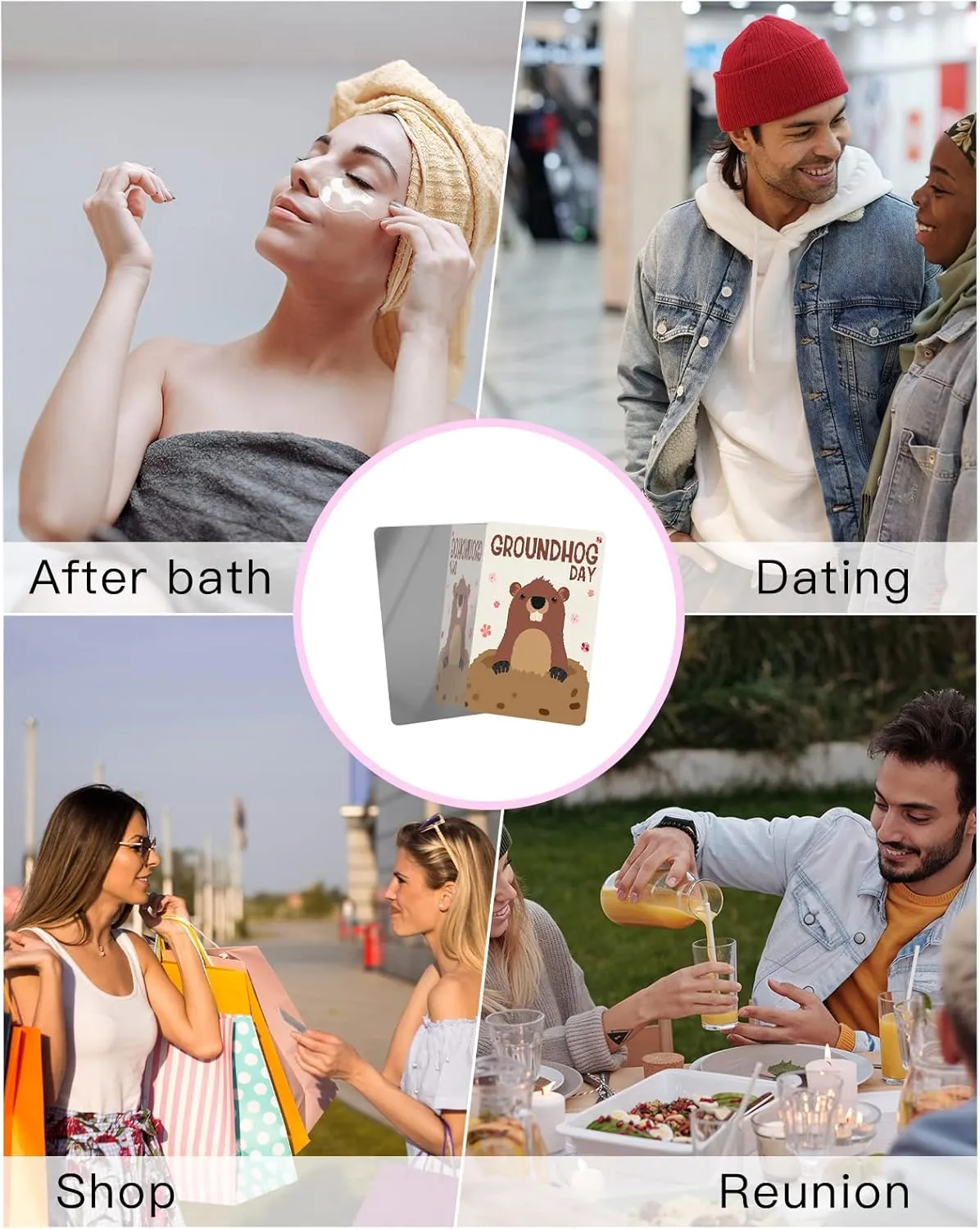 Spring Floral Cute Groundhog Small Compact Mirror for Purse, Spring Floral Cute Groundhog Travel Makeup Mirror for Women Men, Rectangular Handheld Compact Pocket Mirror 2 PCS