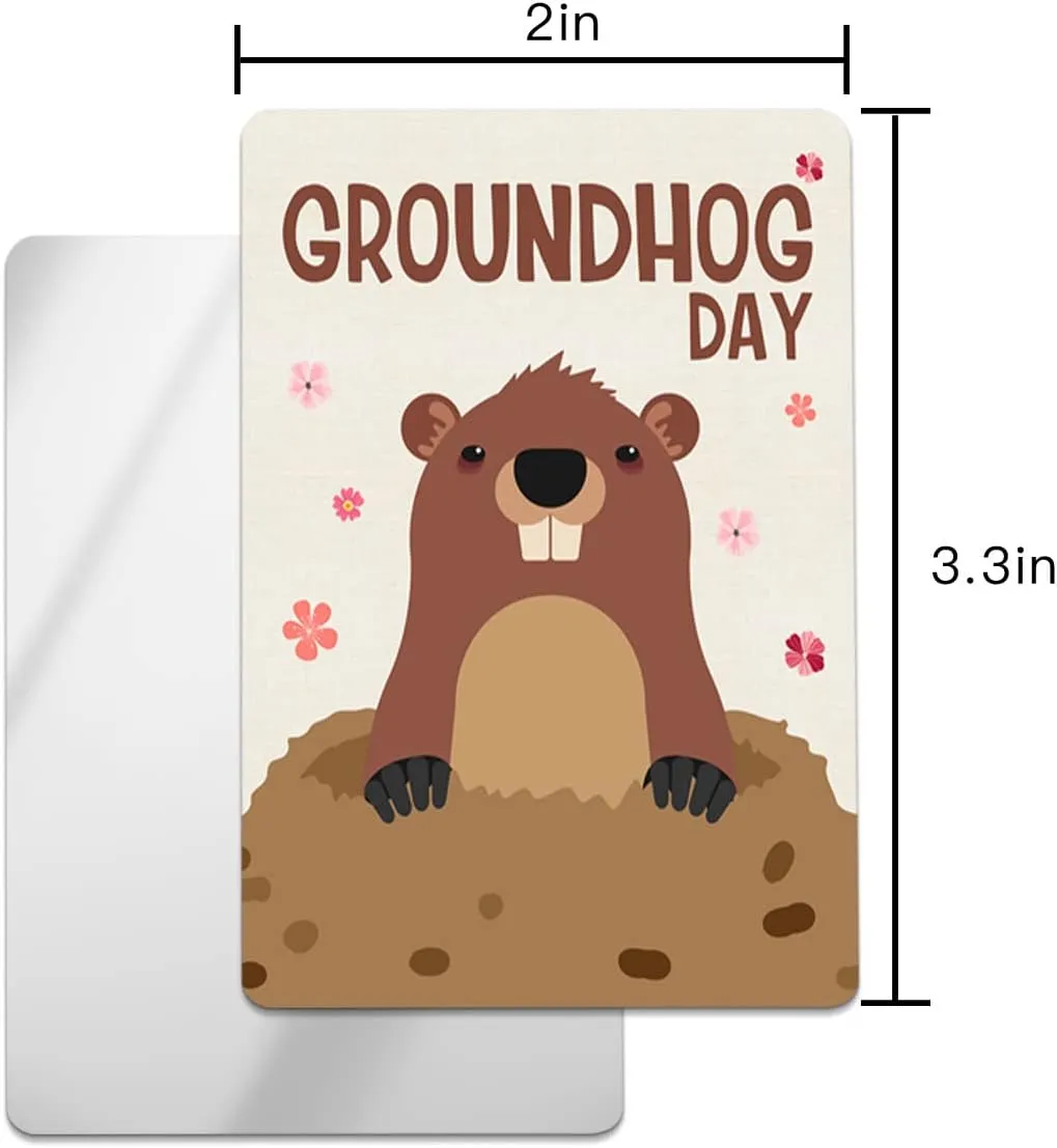 Spring Floral Cute Groundhog Small Compact Mirror for Purse, Spring Floral Cute Groundhog Travel Makeup Mirror for Women Men, Rectangular Handheld Compact Pocket Mirror 2 PCS