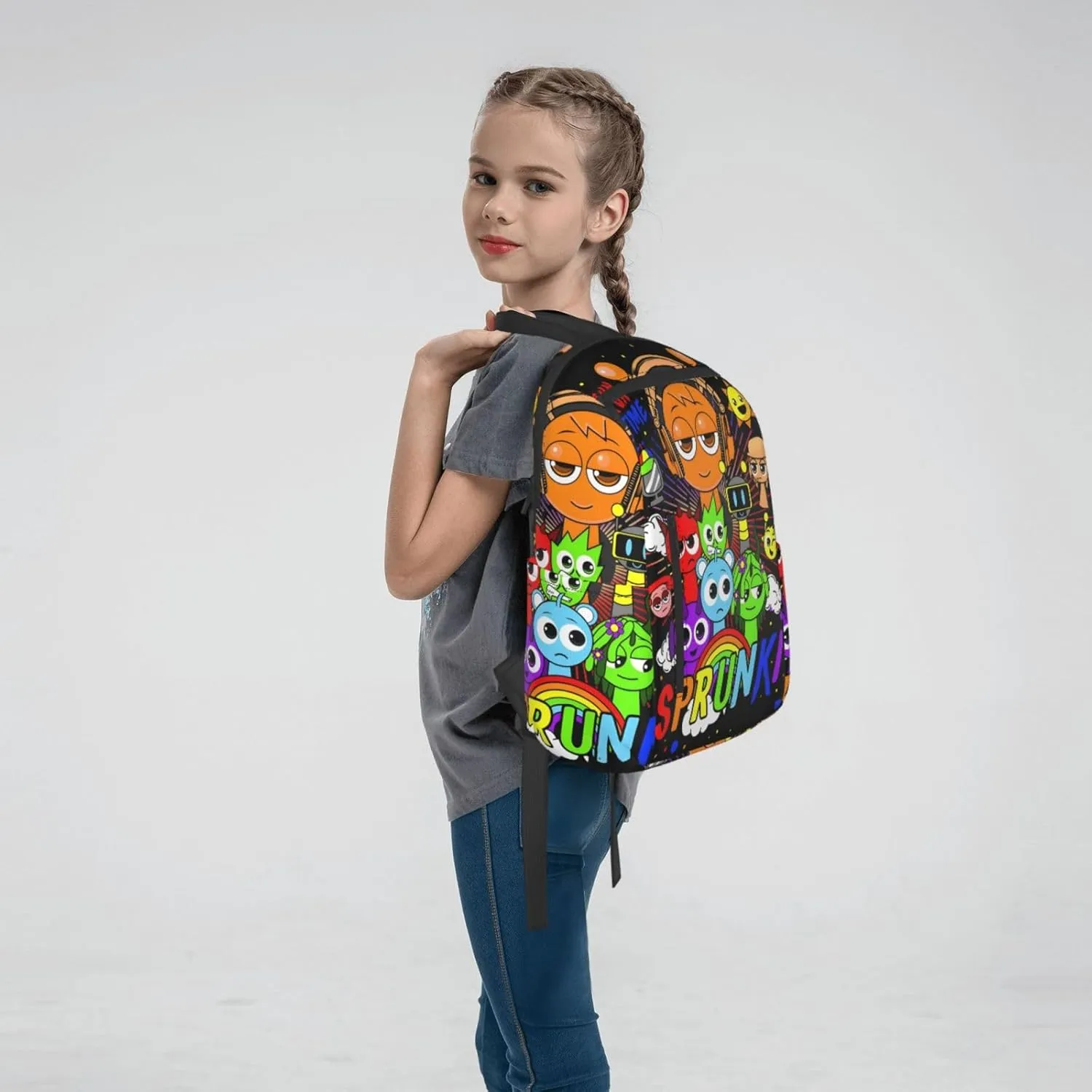 Sprunki Backpack Cute Cartoon Print Multi-Purpose Backpack