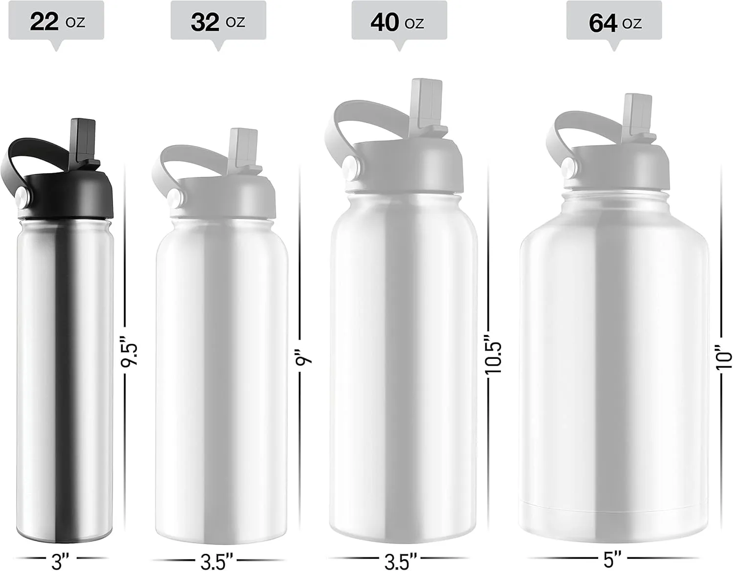 Stainless Steel Insulated Water Bottle and Travel Mug for Hot and Cold Beverages, Wide Mouth, Double Wall Insulated Hydration Sports Water Bottle for Hiking, Biking, Outdoor, 22 OZ BPA Free