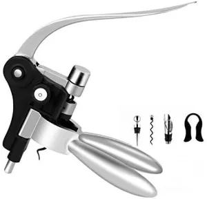 Stainless Steel Wine Bottle Opener Set - Corkscrew Kit with Foil Cutter, Wine Stopper and Extra Spiral