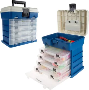 Storage Tool Box-Durable Organizer Utility Box-4 Drawers, 19 Compartments Each for Camping Supplies and Fishing Tackle by Wakeman Outdoors (Dark Blue)