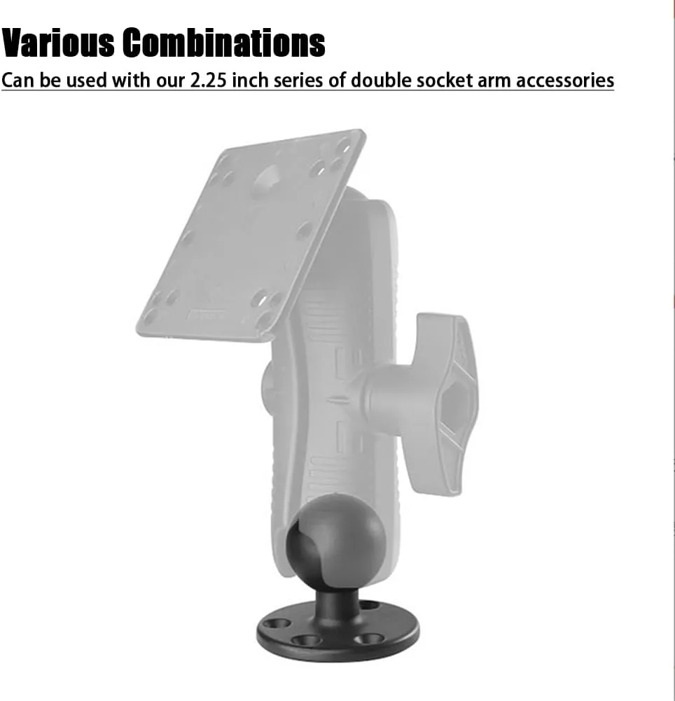 Strg 2.25'' Ball Mount with AMPS Round Plate, Ball Mount Base Compatible with RAM and 2.25" D Size Double Socket Arm from Arkon, iBolt and Tackform Enterprise Series