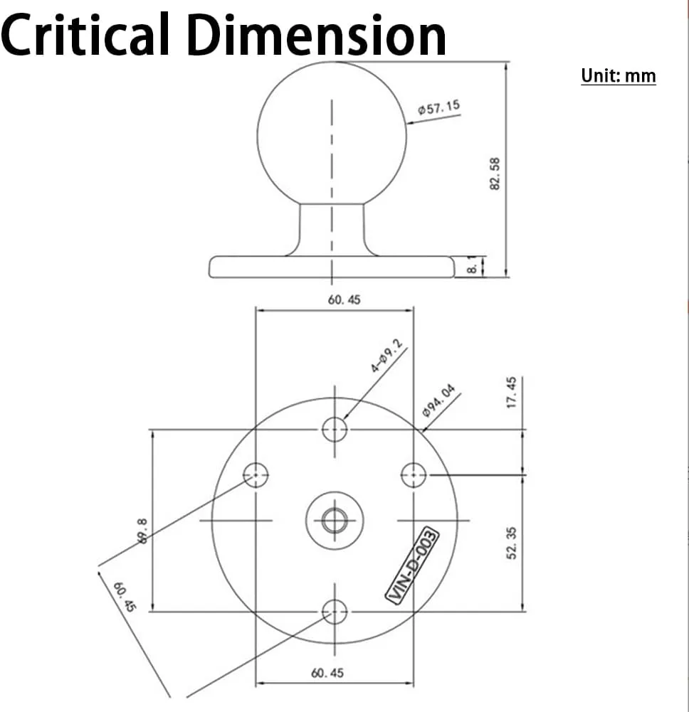 Strg 2.25'' Ball Mount with AMPS Round Plate, Ball Mount Base Compatible with RAM and 2.25" D Size Double Socket Arm from Arkon, iBolt and Tackform Enterprise Series