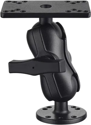 Strg Fish Finder Mount with C Size 1.5" Ball Rectangle Plate and Round Base, Aluminum Alloy 3.4" Long Arm Marine Electronic Mount for Kayak Boat Compatible with Garmin, Lowrance, Humminbird and More