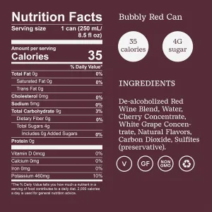 Surely Non Alcoholic Wine, Non-alcoholic Bubbly Red, De-alcoholized Cabernet & Pinot Noir, Alcohol-Removed California Red Wine Blend, 4g Sugar, 35 Calories, Low Sugar, Low Calorie, Pack of 4 (8.5 fl oz per can)