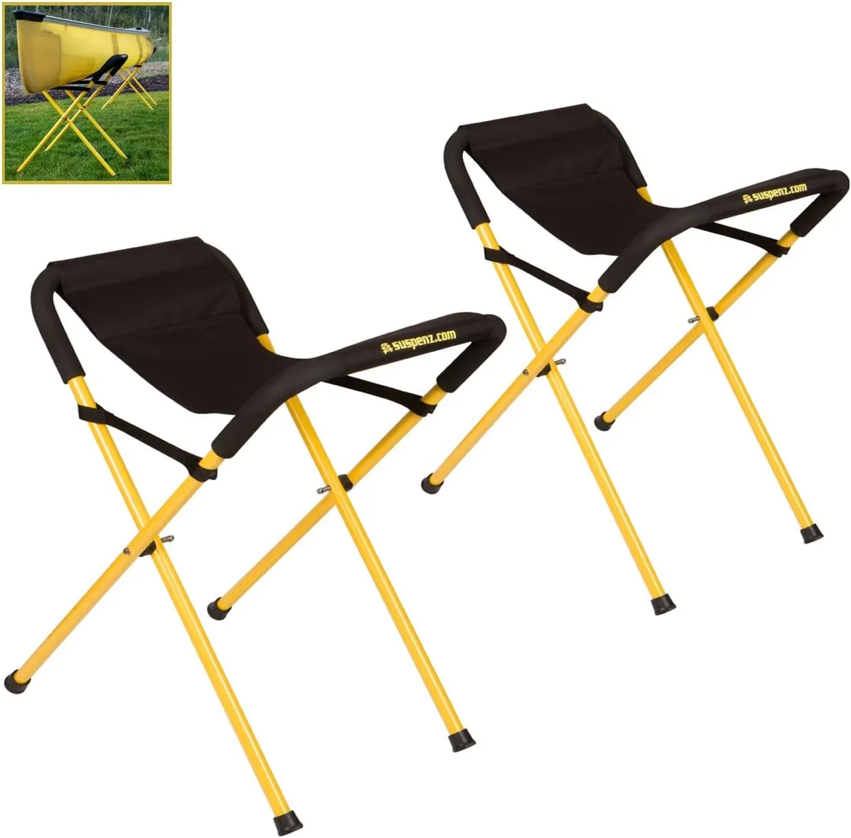 Suspenz Kayak Stand, Heavy Duty Portable Folding Stands for Kayaks, Canoes, SUPs - 175 lb Capacity - (22-1830),Yellow