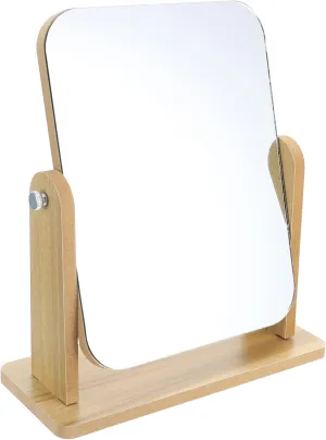 Swivel Tabletop Makeup Mirror with Wood Stand Elegant Design for Home Use for Makeup Application Eyebrow Trimming and Facial Care for Women