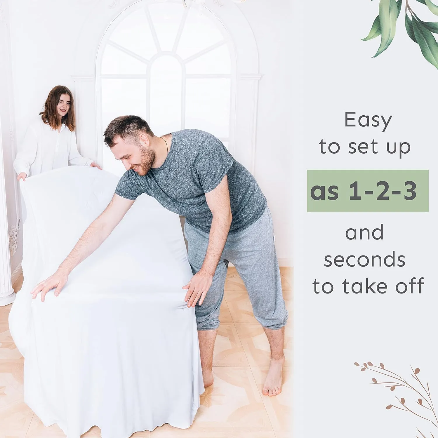 Table Skirt for Rectangular Tables 8ft - Wedding Spandex Table Covers for Standard 8 Foot Table - One Piece Fitted Stretchy Tablecloth - Wrinkle Resistant Ruffles Great for Party,Banquet (8 ft, White)