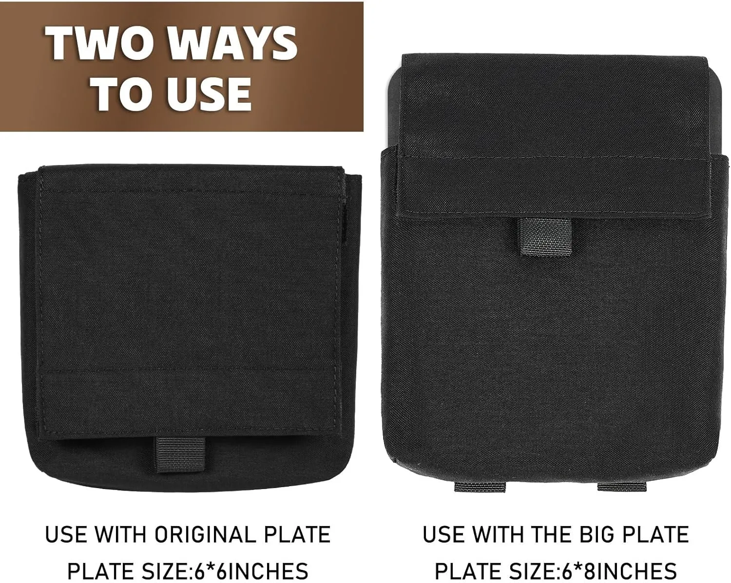 Tactical Molle Side Pouch with 6x6 Soft Plate, Ultralight Molle Pouch Sundry Bag Airsoft Vest Carrier Accessories.