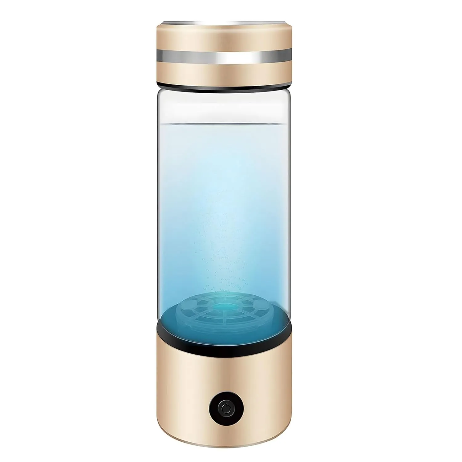 TARSHYRY 330ml Portable Hydrogen Water Bottle Generator with SPE and PEM Technology Rechargeable Hydrogen Water Ionizer Machine for Home Travel Fitness Daily Drinking (Gold)