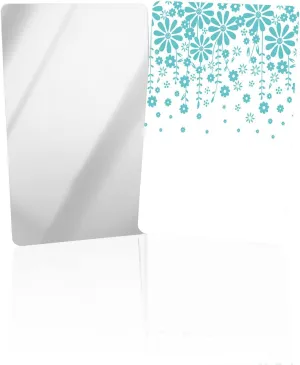 Teal Flower Falling Small Compact Mirror for Purse, Teal Flower Falling Travel Makeup Mirror for Women Men, Rectangular Handheld Compact Pocket Mirror 2 PCS