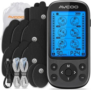 TENS EMS Unit Muscle Stimulator with 24 Modes for Back Pain Relief Therapy, 3-in-1 TENS Machine with 40 Levels and Powerful Battery, Type-C Charging, 10 Multi-Size TENS Pads, Dust-Proof Bag