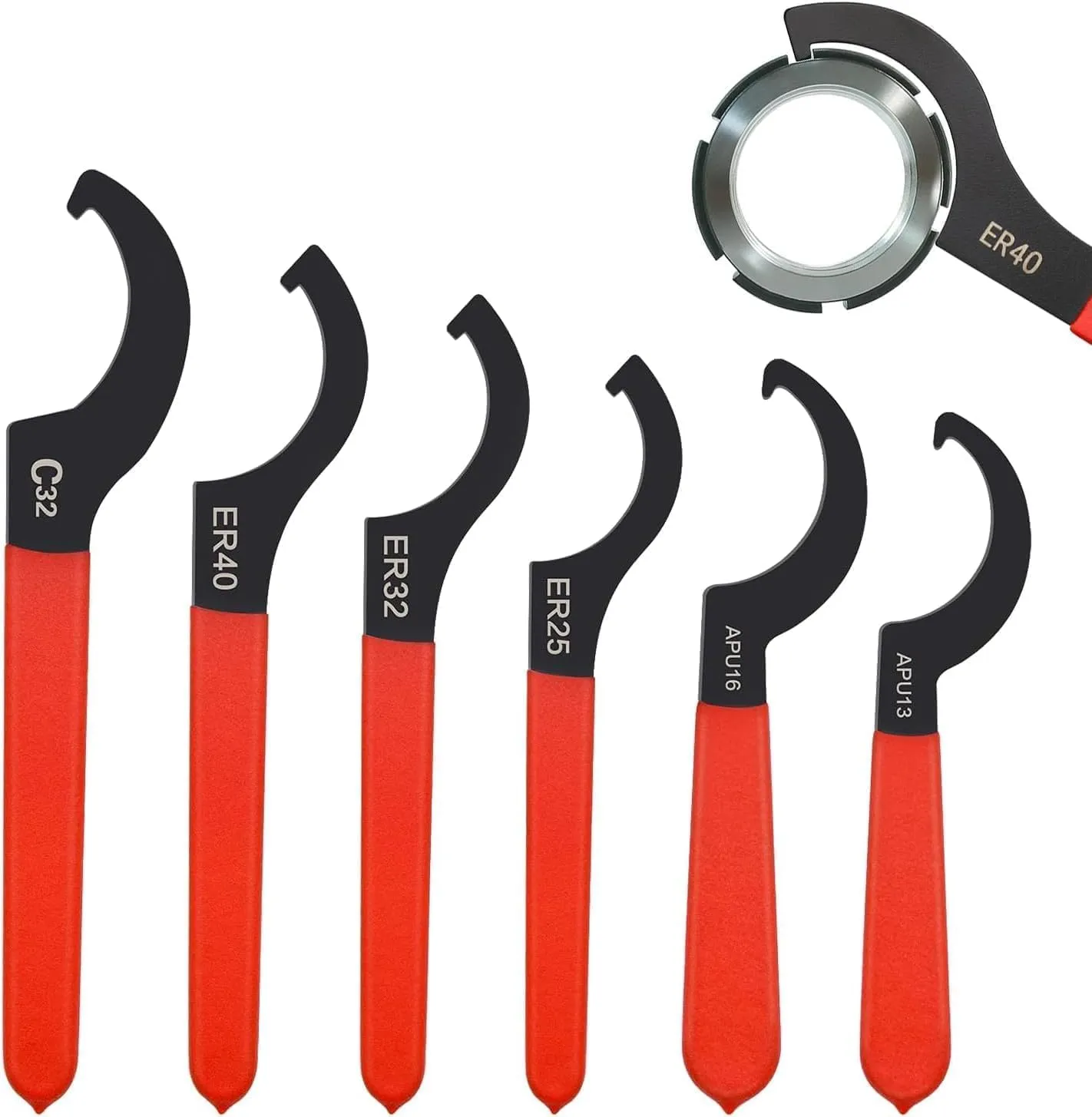 Tissting Spanner Wrench High Carbon Steel Adjustable Shock Spanner Tool 45-52 Universal C-Shape Hook Wrench for Suspension System and Shock Adjustments (6PCS)