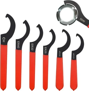 Tissting Spanner Wrench High Carbon Steel Adjustable Shock Spanner Tool 45-52 Universal C-Shape Hook Wrench for Suspension System and Shock Adjustments (6PCS)