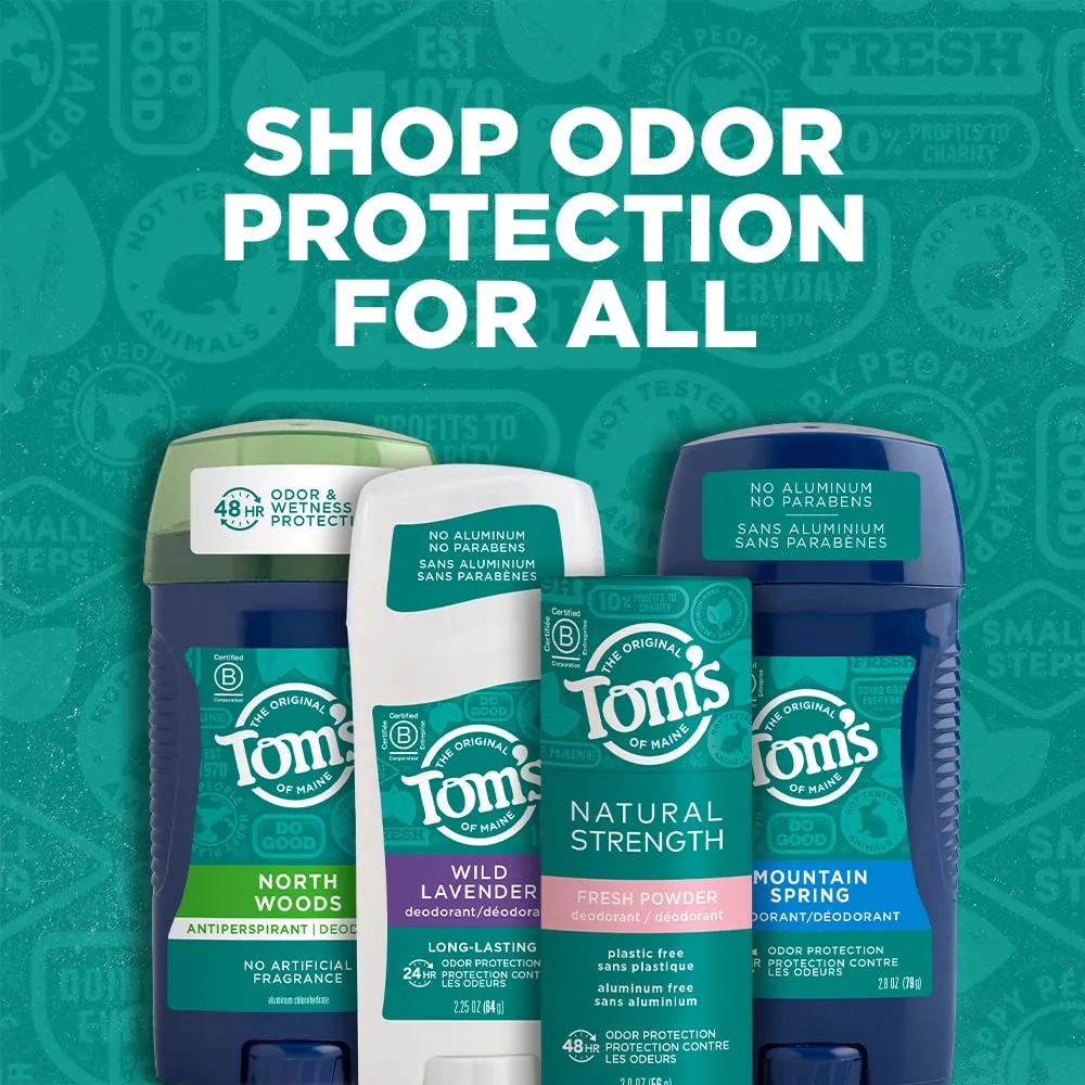 Tom's of Maine Long-Lasting Aluminum-Free Natural Deodorant for Women, Unscented, 2.25 oz. 3-Pack (Packaging May Vary)