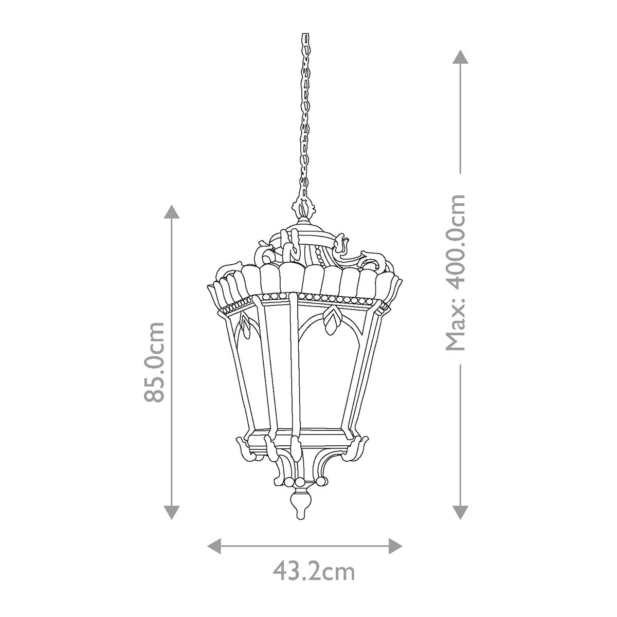 Tournai 4 Light Grand Extra Large Chain Lantern | Londonderry