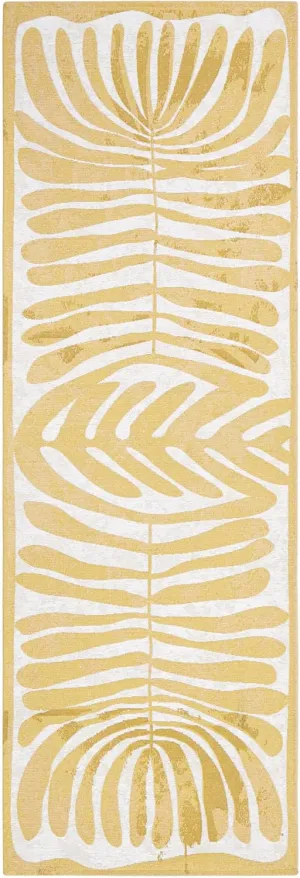 TOWN & COUNTRY LUXE Livie Matisse Cutout Everwash® Washable Multi-Use Decorative Rug, Kitchen Runner Rug, Low-Profile Door Mat, Bedroom Rug and Dorm Room Rug with Non-Slip Backing, Gold, 24"x72"