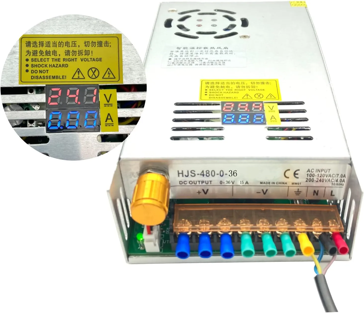 Transformer AC-DC 0-36V Adjustable 15A540W Current-Voltage Dual Digital Display DC Regulated Switching Power Supply Adapt to DC Speed Control Motor, 3Dprinter System