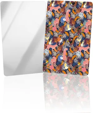 Tropical Botanical Small Compact Mirror for Purse, Leopard Jungle Palm Banana Leaves Boho Travel Makeup Mirror for Women Men, Rectangular Handheld Compact Pocket Mirror 2 PCS