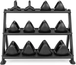 TRX YBell Pro 12 Piece Bundle with Horizontal Rack | 3-in-1 Kettlebell, Dumbbell, and Push Up Bar Workout Equipment - Commercial Grade Surface Strength Training Kettlebells