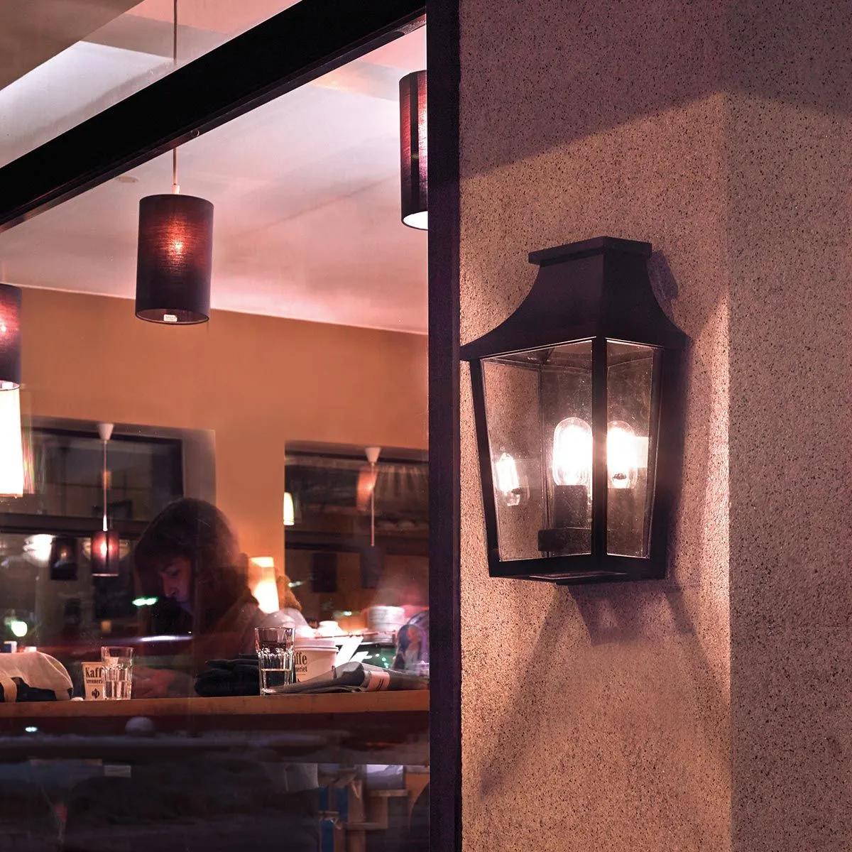 Turin 1 Light Half Wall Lantern - Black     | Black