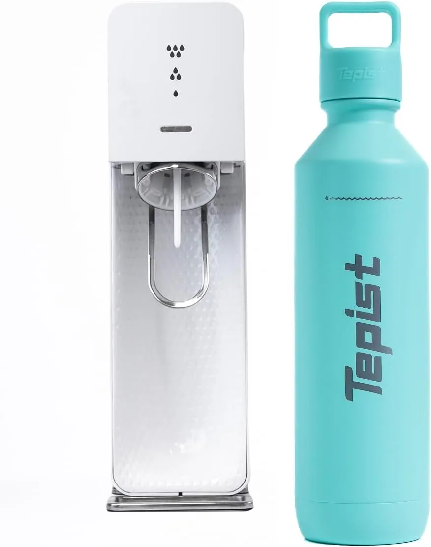 TwentyO 20oz Stainless Steel Bottle Compatible with Sodastream Machines | Powder Coated Teal | Vacuum Sealed | Double Walled | Leak-Proof | Easy to Carry | Reusable Bottle