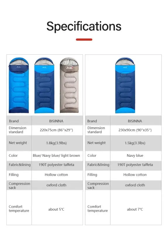 Ultralight Waterproof Winter Warm Envelope Sleeping Bag