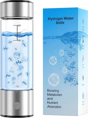 Upgrade Hydrogen Water Bottle, 3Min 2200PPB Rapid Hydrogen Water Generator -SPE PEM Tech, 14OZ Portable Hydro Water Machine, Health Care Gifts for Husband, Wife, Family, Friends, Travel