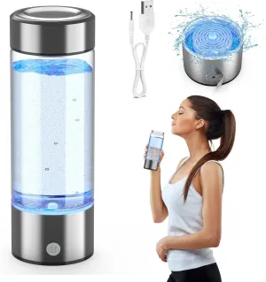Upgraded Hydrogen Water Bottle, Hydrogen Water Machine -SPE Portable Rechargeable aquahealth Hydrogen Water Bottle Generator, Portable Hydrogen Water Improve Water Quality in 3 Minutes (Silver)