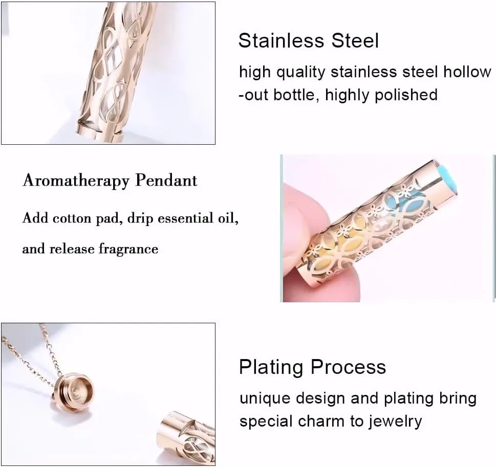 Urn Necklace For Ashes Charm Essential Oil Container Pendant Hollow Stainless Steel Locket Jewelry Glass Bottle Perfume Diffuser Aromatherapy Necklace T59