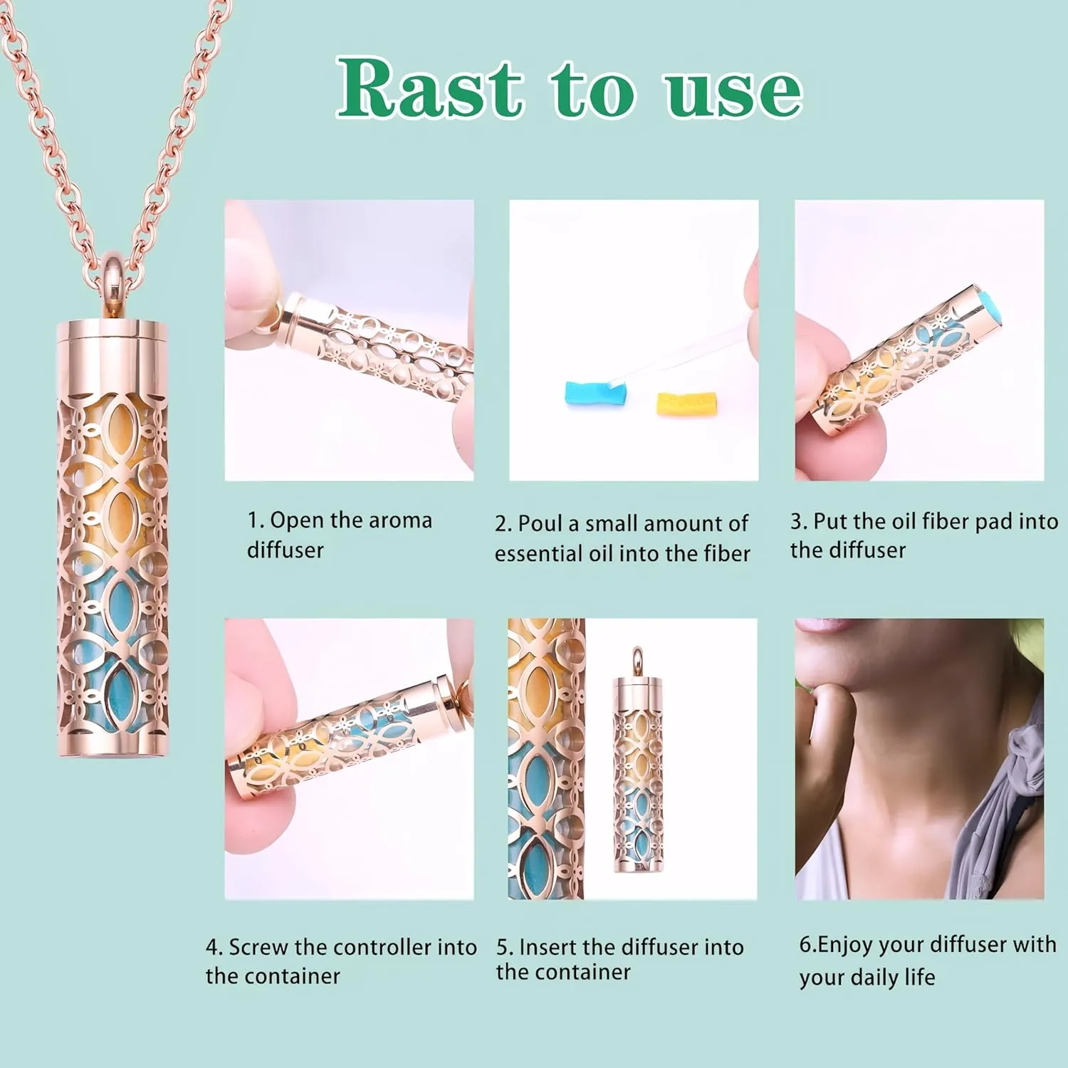 Urn Necklace For Ashes Charm Essential Oil Container Pendant Hollow Stainless Steel Locket Jewelry Glass Bottle Perfume Diffuser Aromatherapy Necklace T59