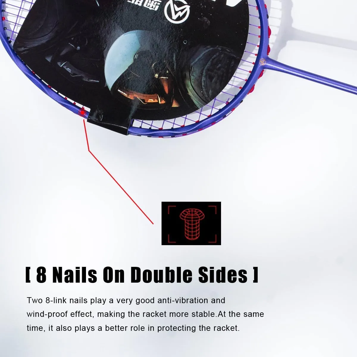 V5 5U Wave Frame G5 Full Carbon Fiber Max 32Lbs Badminton Racket with Carrying Bag Shock Absorbing Nails, Graphite Padel Racquet for Outdoor Backyard Sports Training