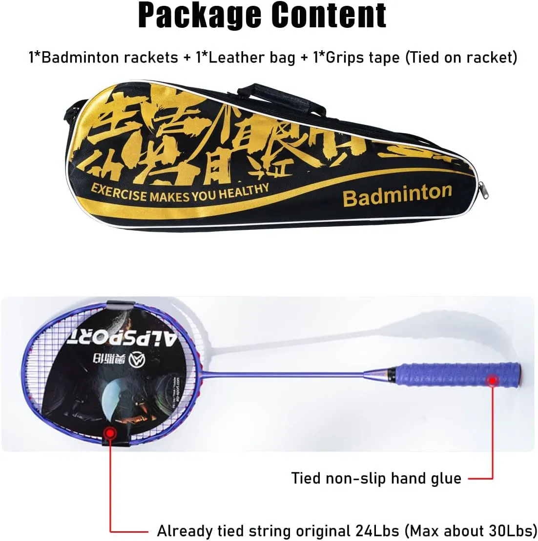 V5 5U Wave Frame G5 Full Carbon Fiber Max 32Lbs Badminton Racket with Carrying Bag Shock Absorbing Nails, Graphite Padel Racquet for Outdoor Backyard Sports Training