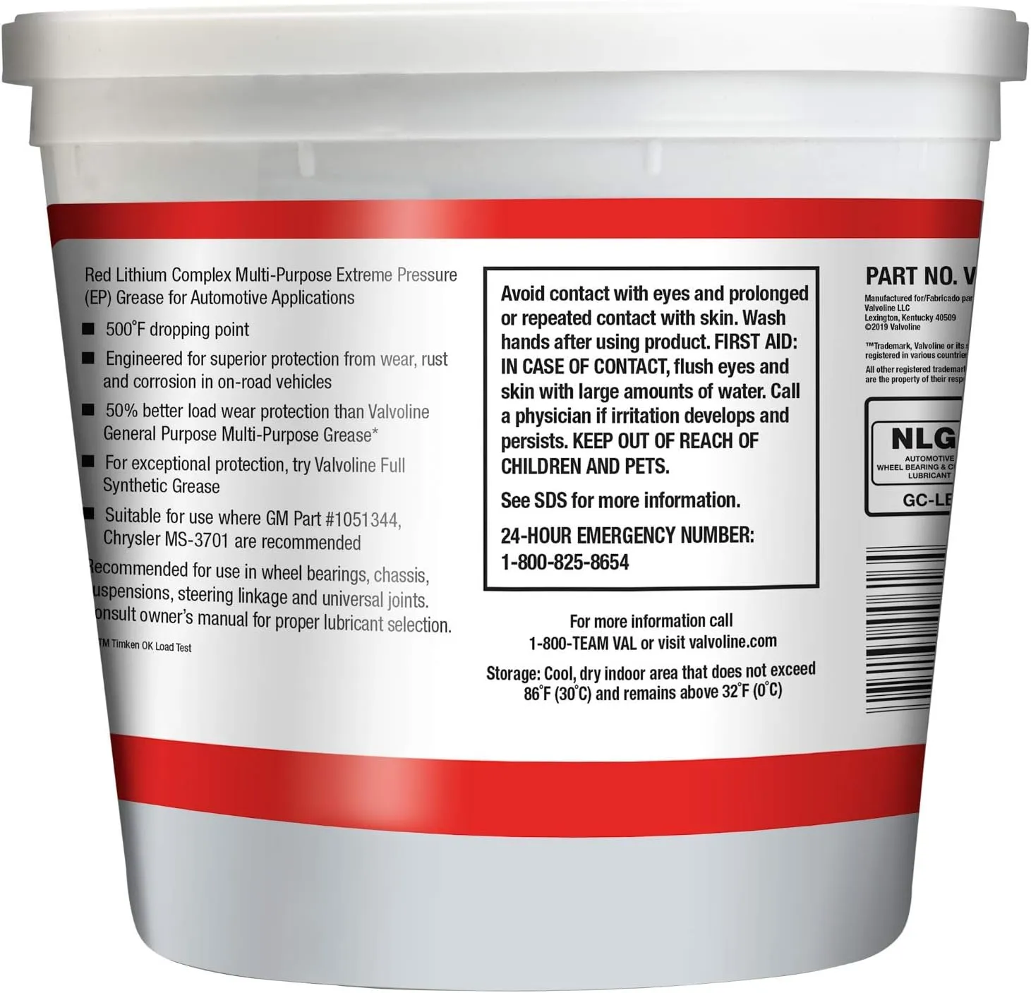Valvoline Multi-Vehicle High Temperature Red Grease 4 LB Tub