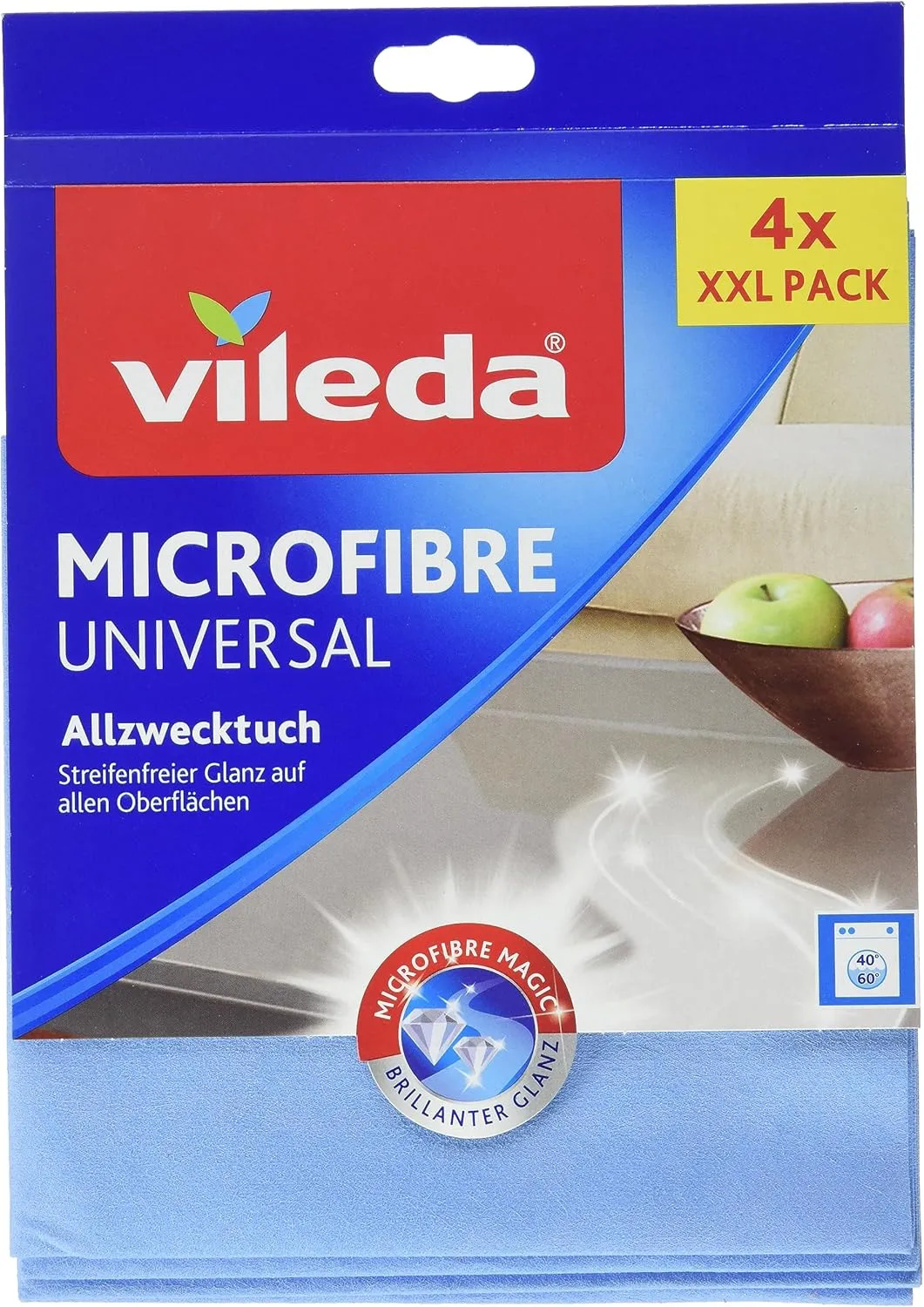 Vileda Universal Multi-Purpose Microfibre Cloth, 4er Packung