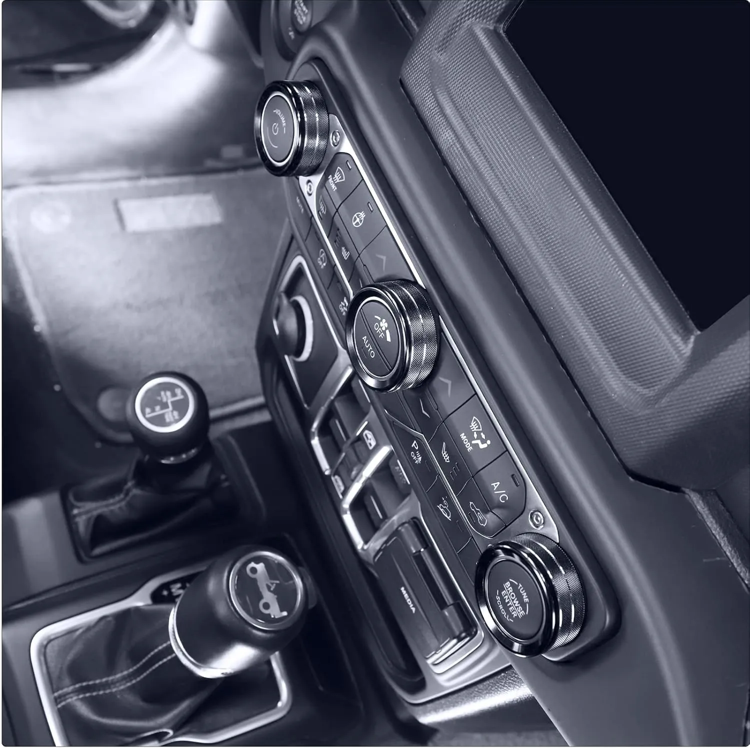 Voodonala Air Conditioner Headlight Center Consoles Switch Knob Cover Trim for 2018-2025  Jeep Wrangler JL JLU Gladiator JT 4xe Interior Accessories, Black Aluminum Alloy 4pcs